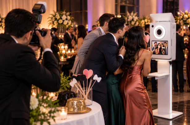 A Photographer Records the Party, a Booth Joins It